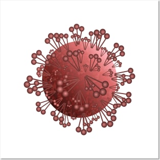 Red coronavirus bacteria object Posters and Art